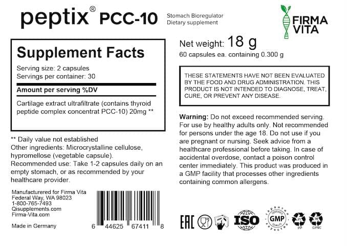 Peptix  A-10 Stomach Peptide Bioregulator with Stamakort