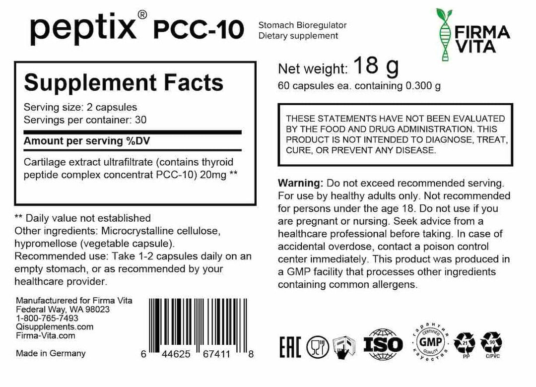 Peptix PCC 10 Stomach Peptide Bioregulator with Stamakort