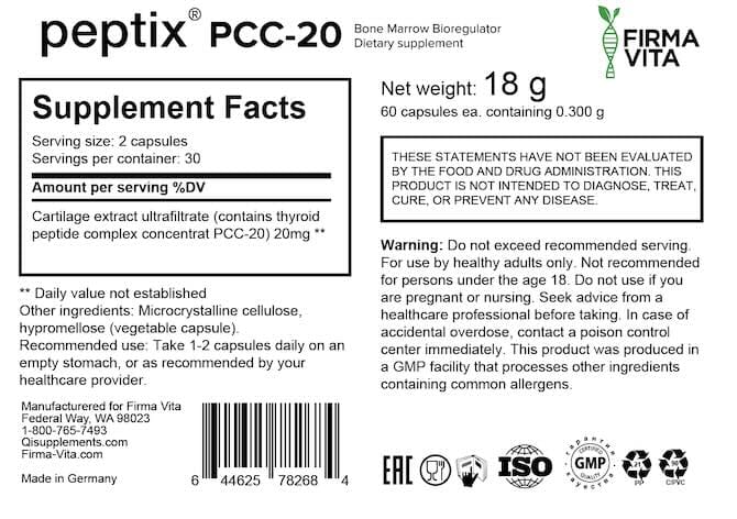 Peptix PCC 20 Bone Marrow Peptide Bioregulator with Bonomarlot