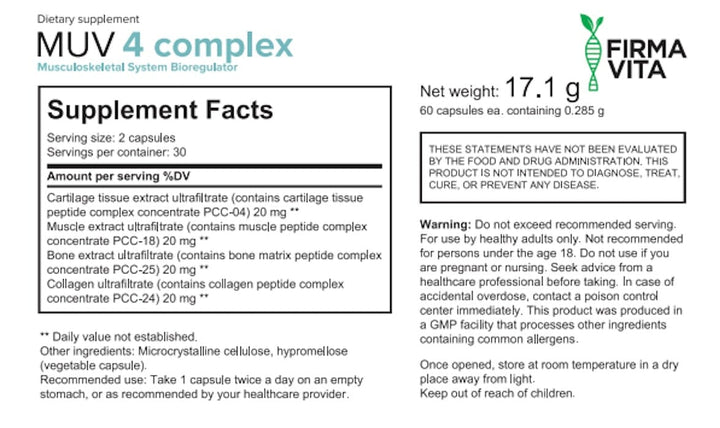 Firma Vita MUV 4 — Musculoskeletal Peptide Complex