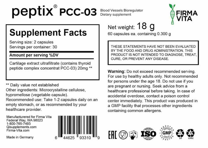 EternaPeptix A-3 Blood Vessel Peptide Bioregulator with Ventfort