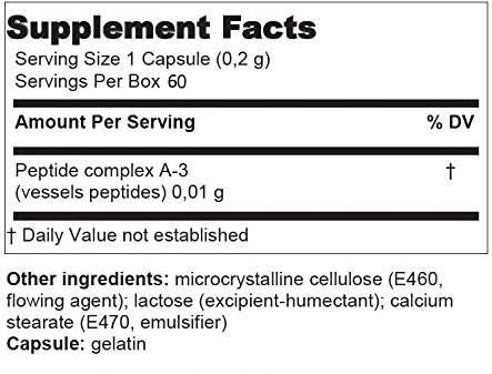 Ventfort - A-3 Blood Vessel Peptide Bioregulator - 60 Capsules