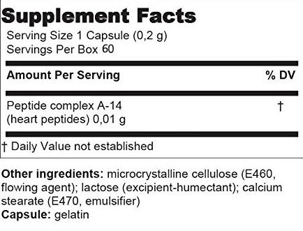 Chelohart® - A-14 Heart Peptide Bioregulator - 60 Capsules